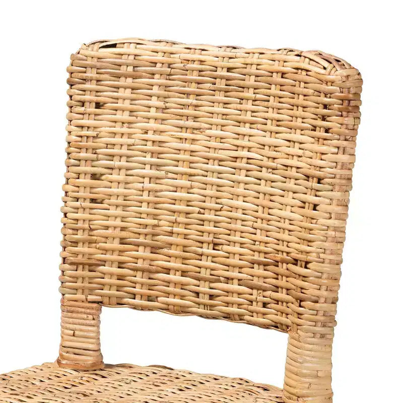 bali & pari Chaise de salle à manger Dermot Wood et rotin naturel marron foncé/marron naturel : Style Interlaken, aucun assemblage requis