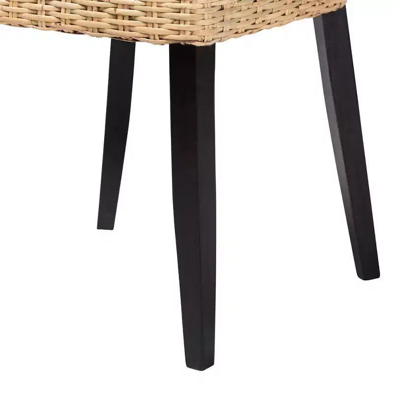 bali & pari Chaise de salle à manger Dermot Wood et rotin naturel marron foncé/marron naturel : Style Interlaken, aucun assemblage requis