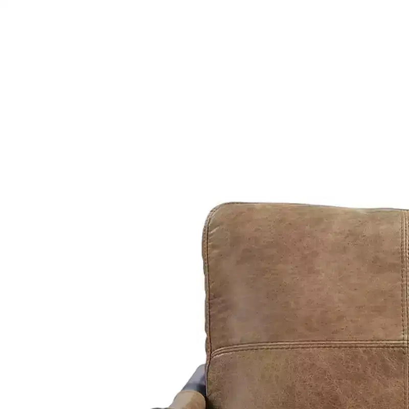 Fauteuil d'appoint  66 cm Cuir pleine fleur châtaigne Berham/Finition fer mat : Aucun assemblage requis, Cadre en métal, Entretien par essuyage à sec
