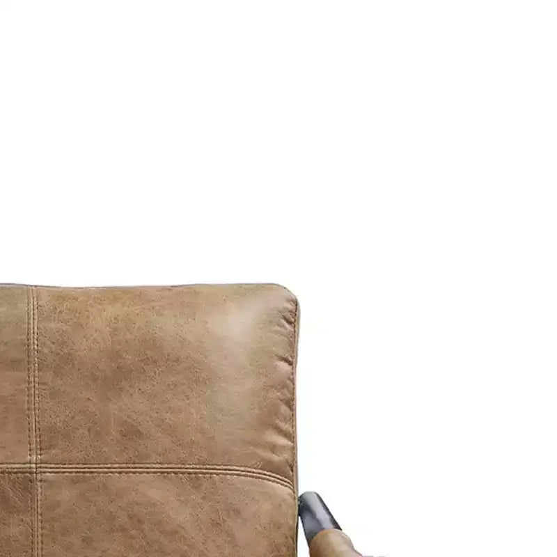 Fauteuil d'appoint  66 cm Cuir pleine fleur châtaigne Berham/Finition fer mat : Aucun assemblage requis, Cadre en métal, Entretien par essuyage à sec