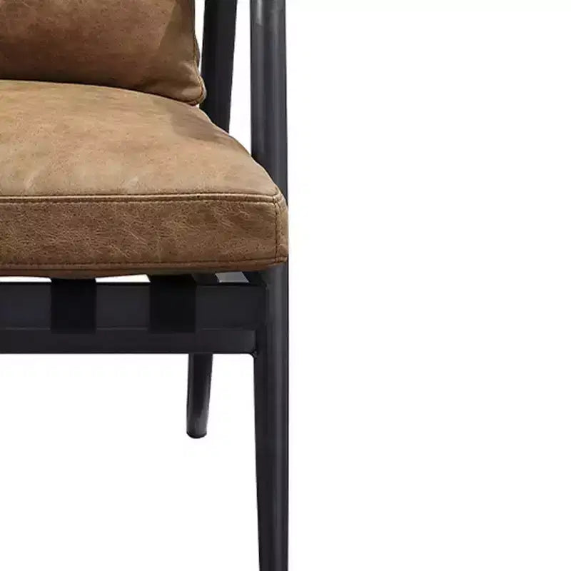 Fauteuil d'appoint  66 cm Cuir pleine fleur châtaigne Berham/Finition fer mat : Aucun assemblage requis, Cadre en métal, Entretien par essuyage à sec