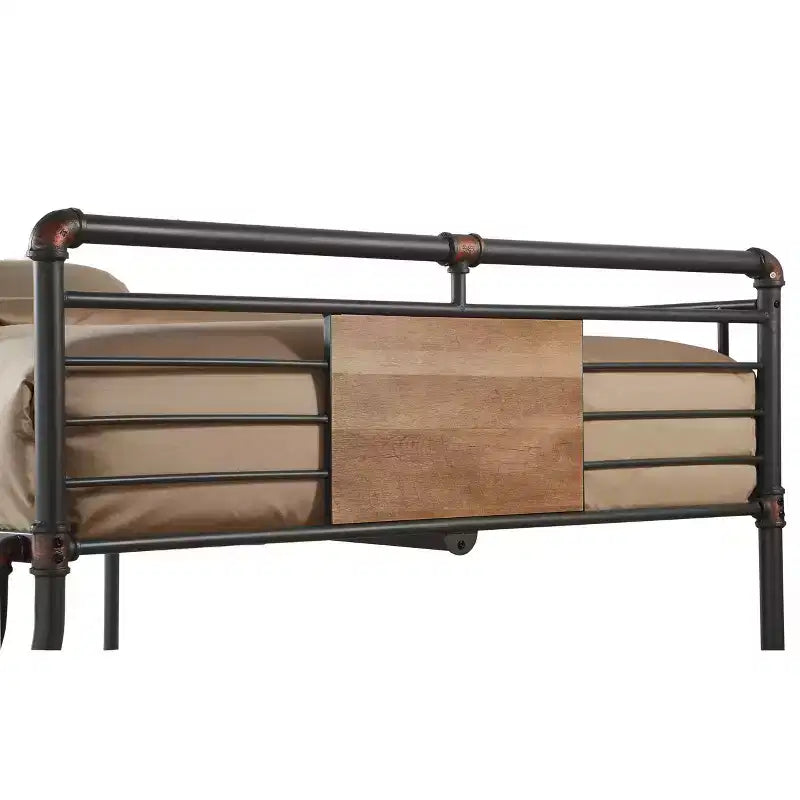 Lit superposé Brantley Loft et lit superposé Sandy Black & Dark Bronze Hand-Brushed de 83 po de longueur pour très grand lit ou grand lit : échelle intégrée