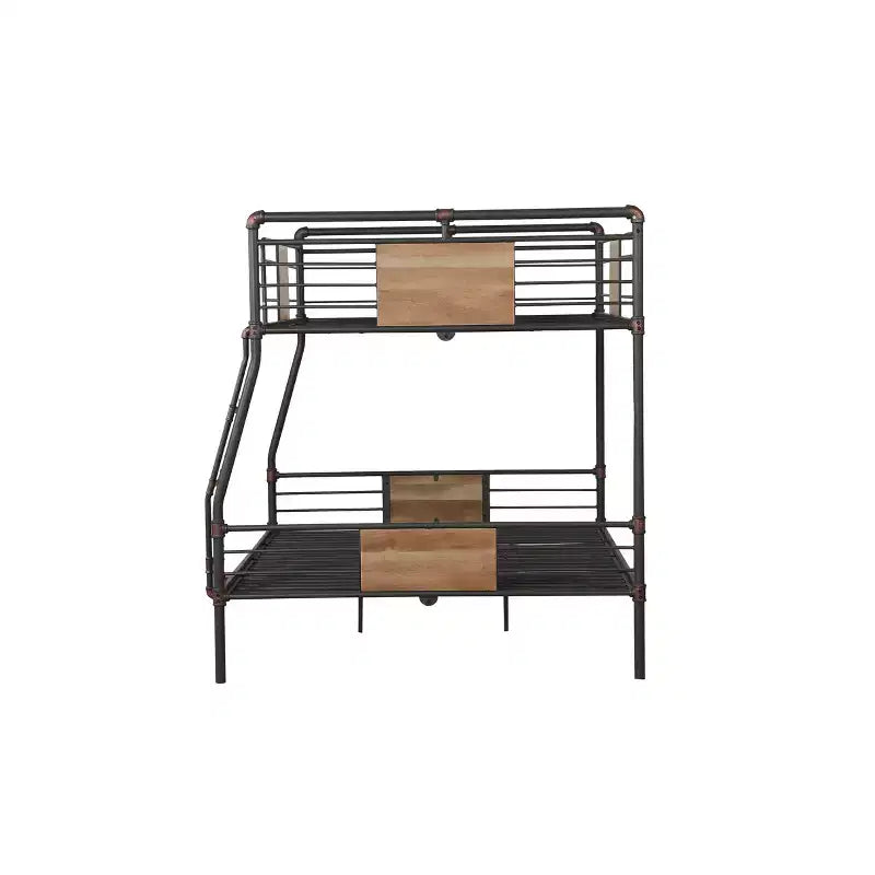 Lit superposé Brantley Loft et lit superposé Sandy Black & Dark Bronze Hand-Brushed de 83 po de longueur pour très grand lit ou grand lit : échelle intégrée