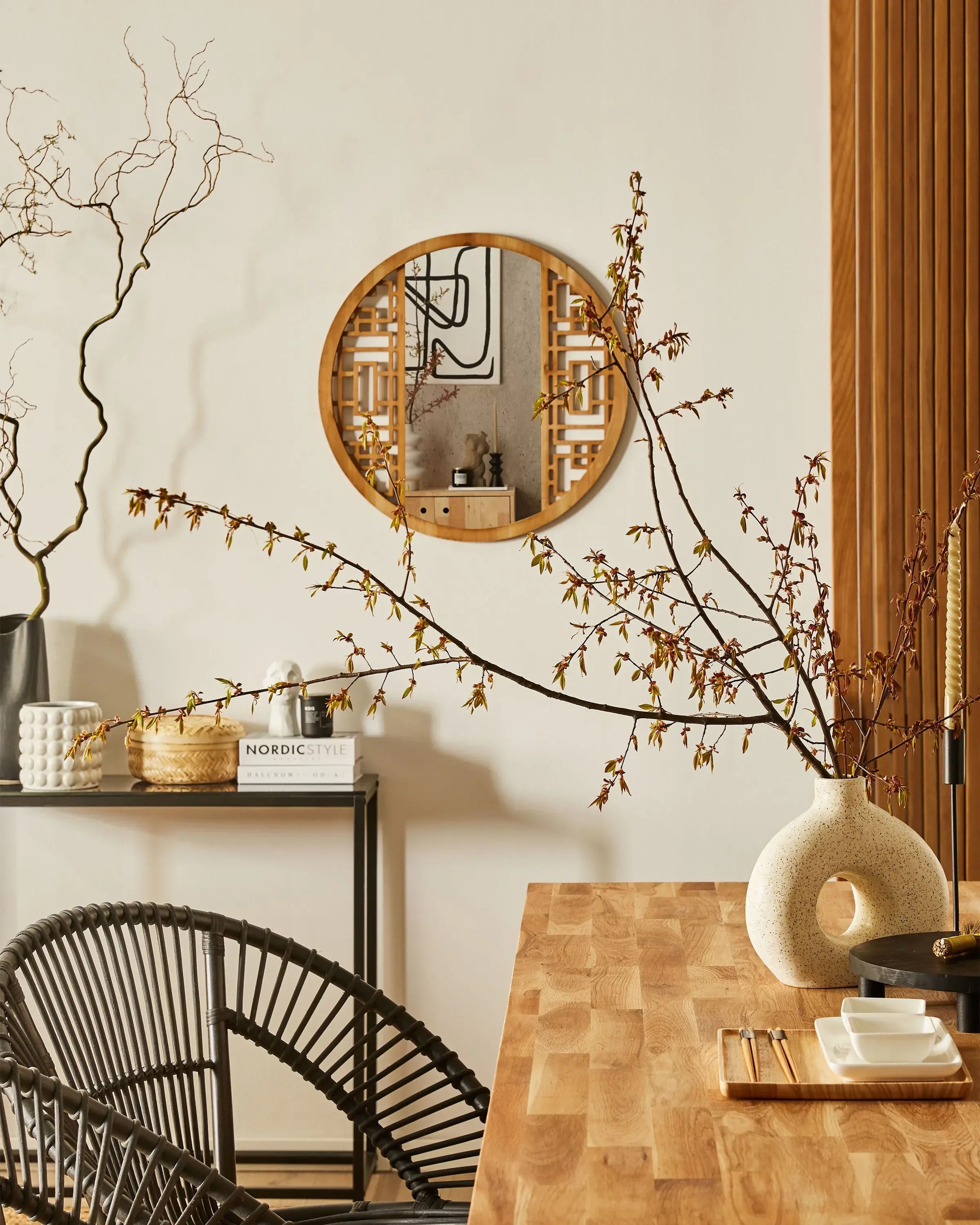 Miroir FIRMINY 60 cm 60 cm Bois de sapin Marron clair