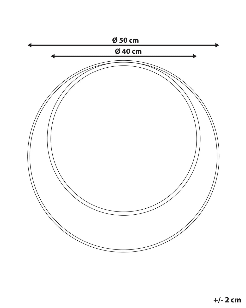 Miroir AGDE 50 cm 50 cm Métal Noir