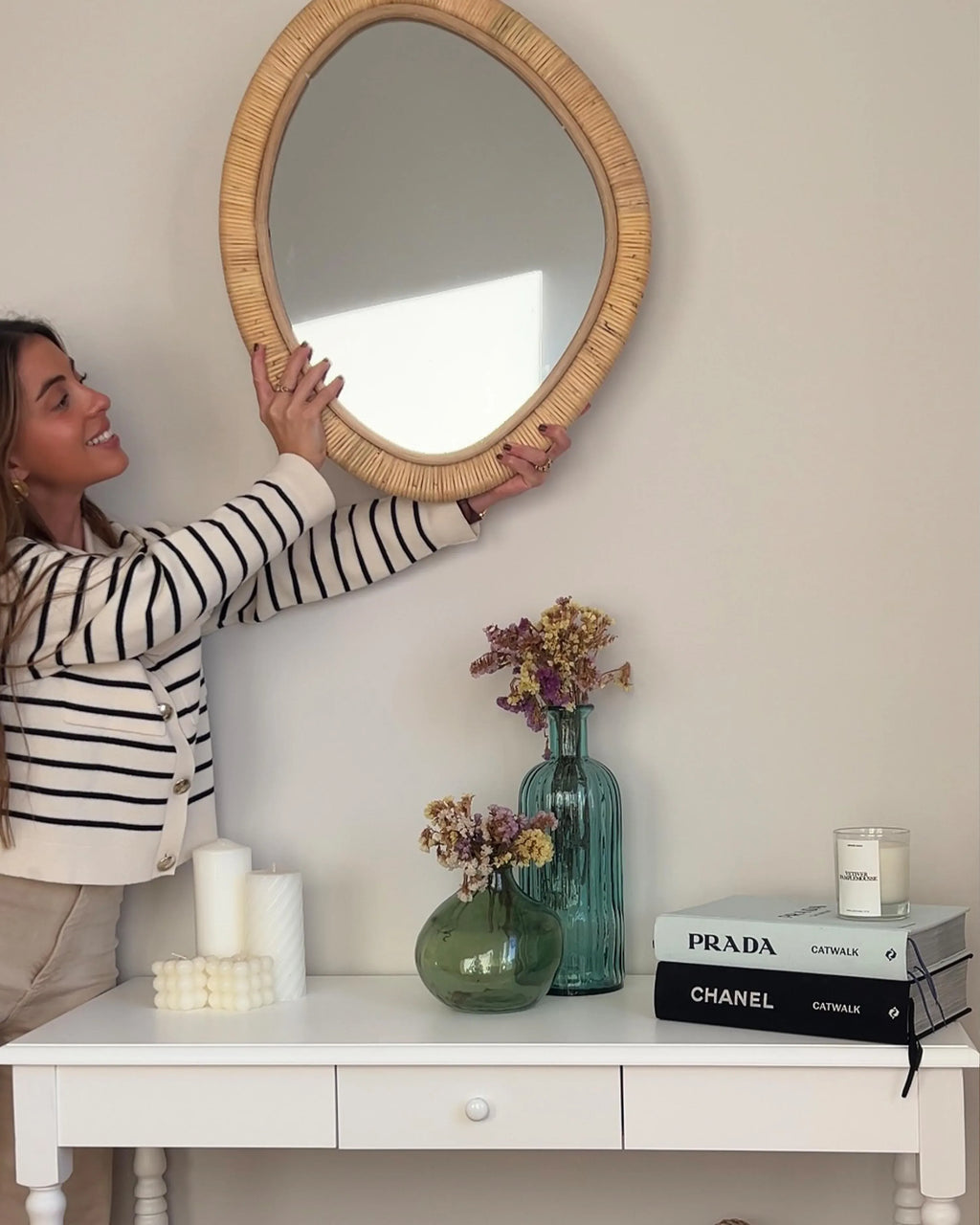 Miroir ZAATARI 50 cm 60 cm Rotin Naturel