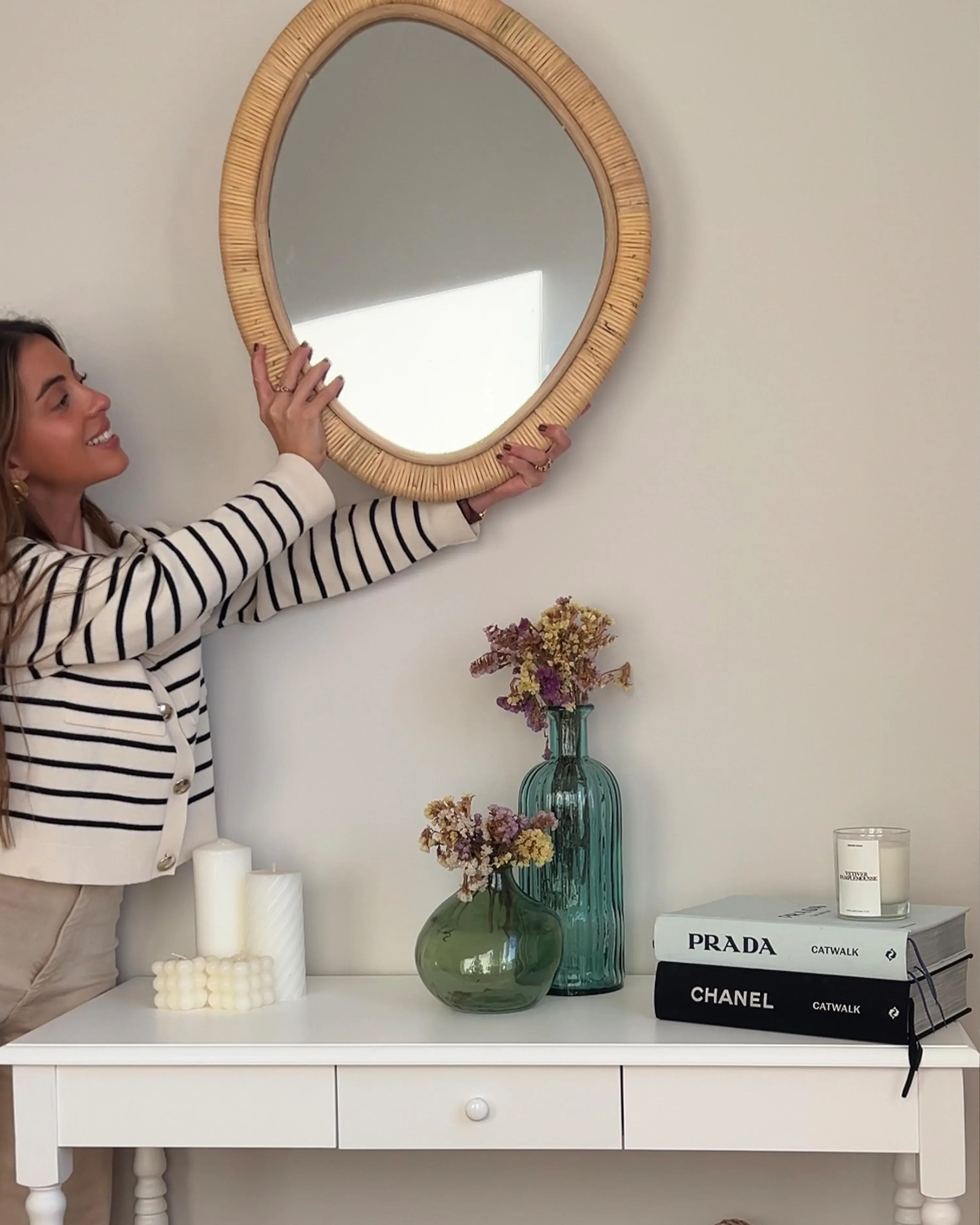 Miroir ZAATARI 50 cm 60 cm Rotin Naturel