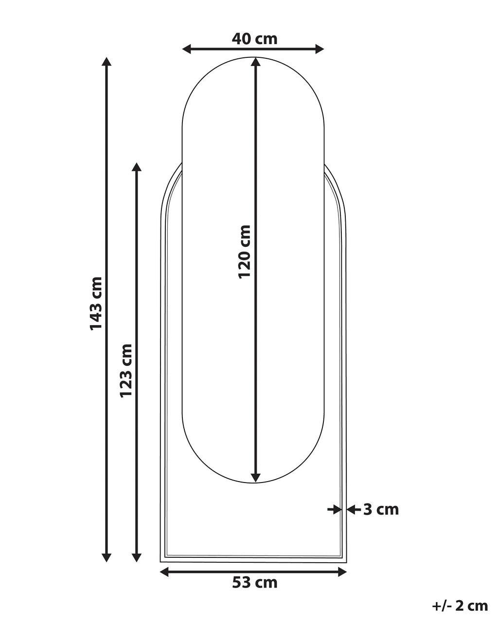 Miroir NEVERS 53 cm 143 cm Rotin synthétique (PE) Naturel