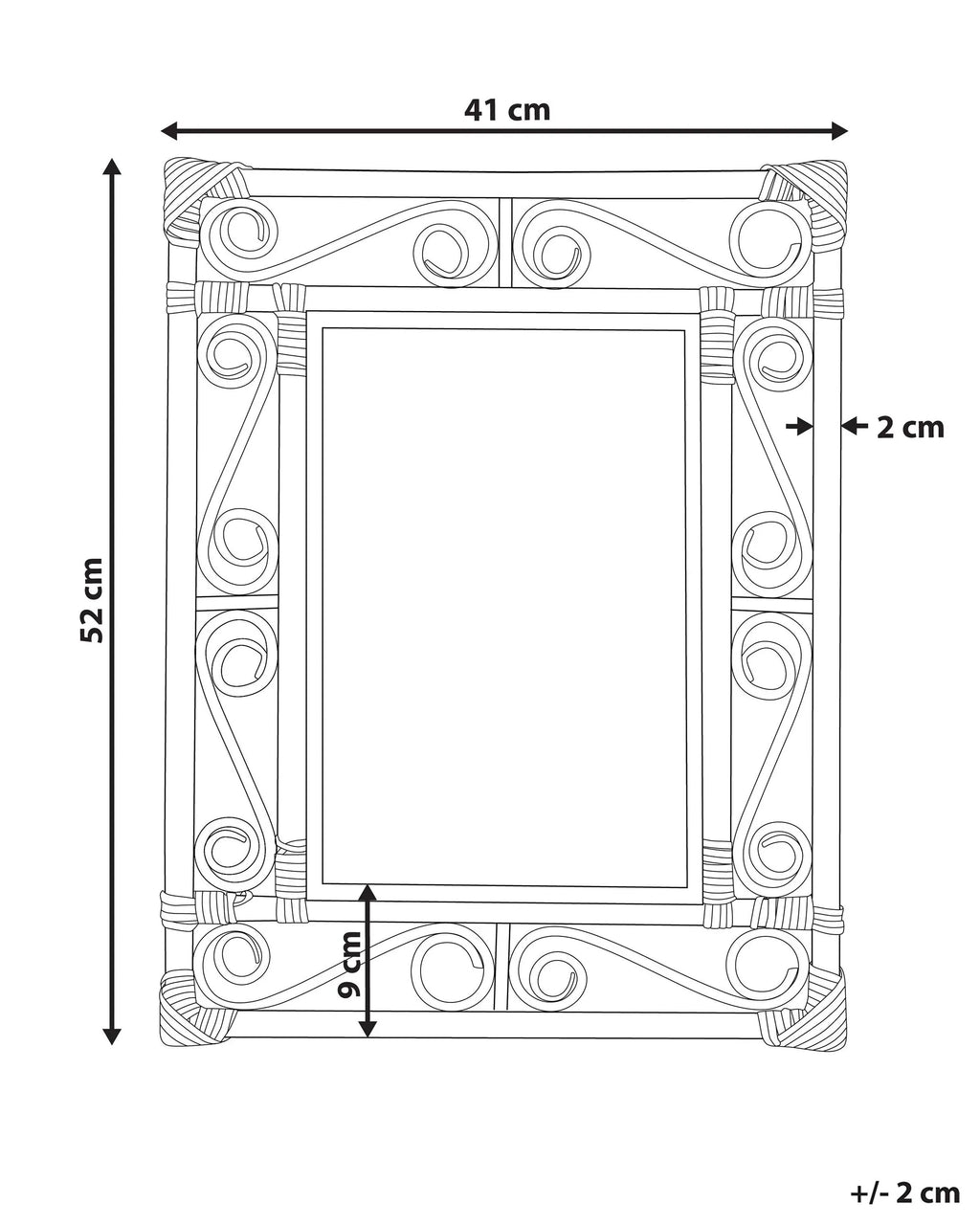 Miroir AMANU 41 cm 52 cm Rotin Naturel