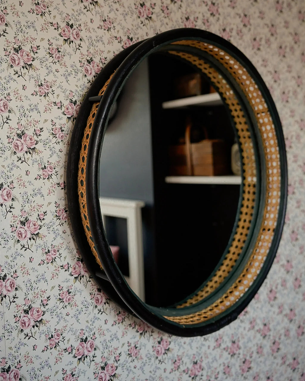 Miroir DAKSA 60 cm 60 cm Rotin Noir