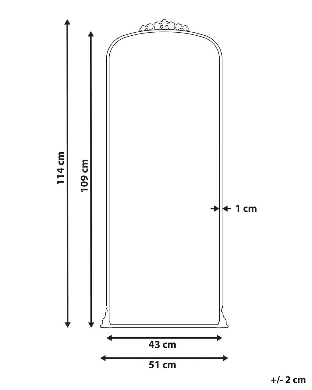 Miroir LIVRY 51 cm 114 cm Métal Or