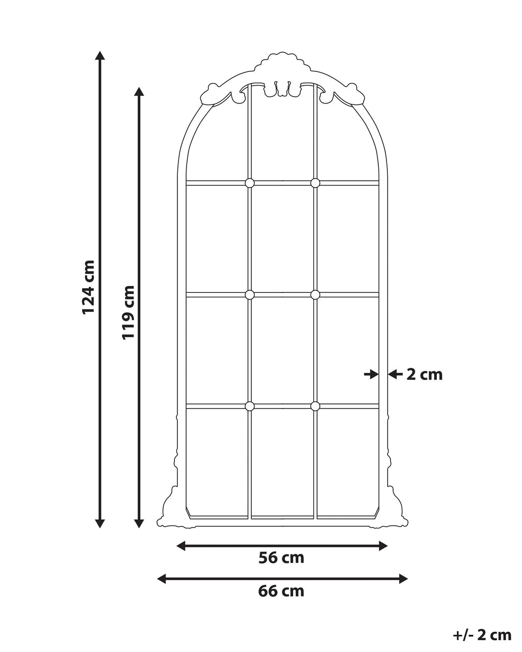 Miroir NOIDAN 66 cm 124 cm Métal Doré