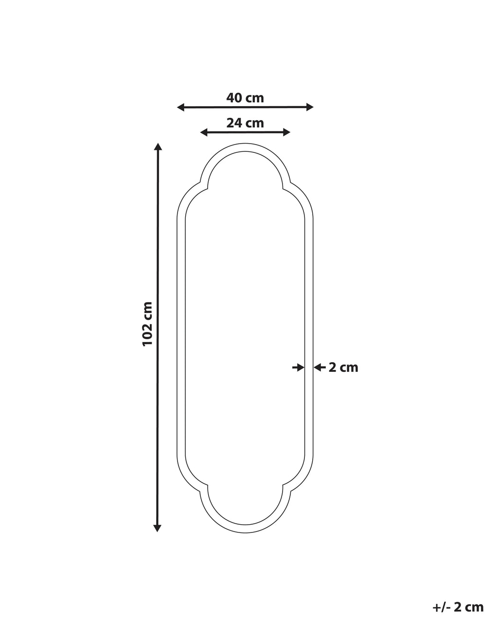 Miroir TROUY 40 cm 102 cm Métal Noir
