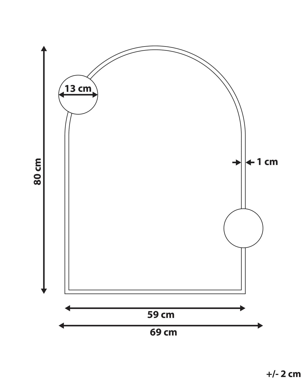 Miroir AULON 69 cm 80 cm Métal Noir