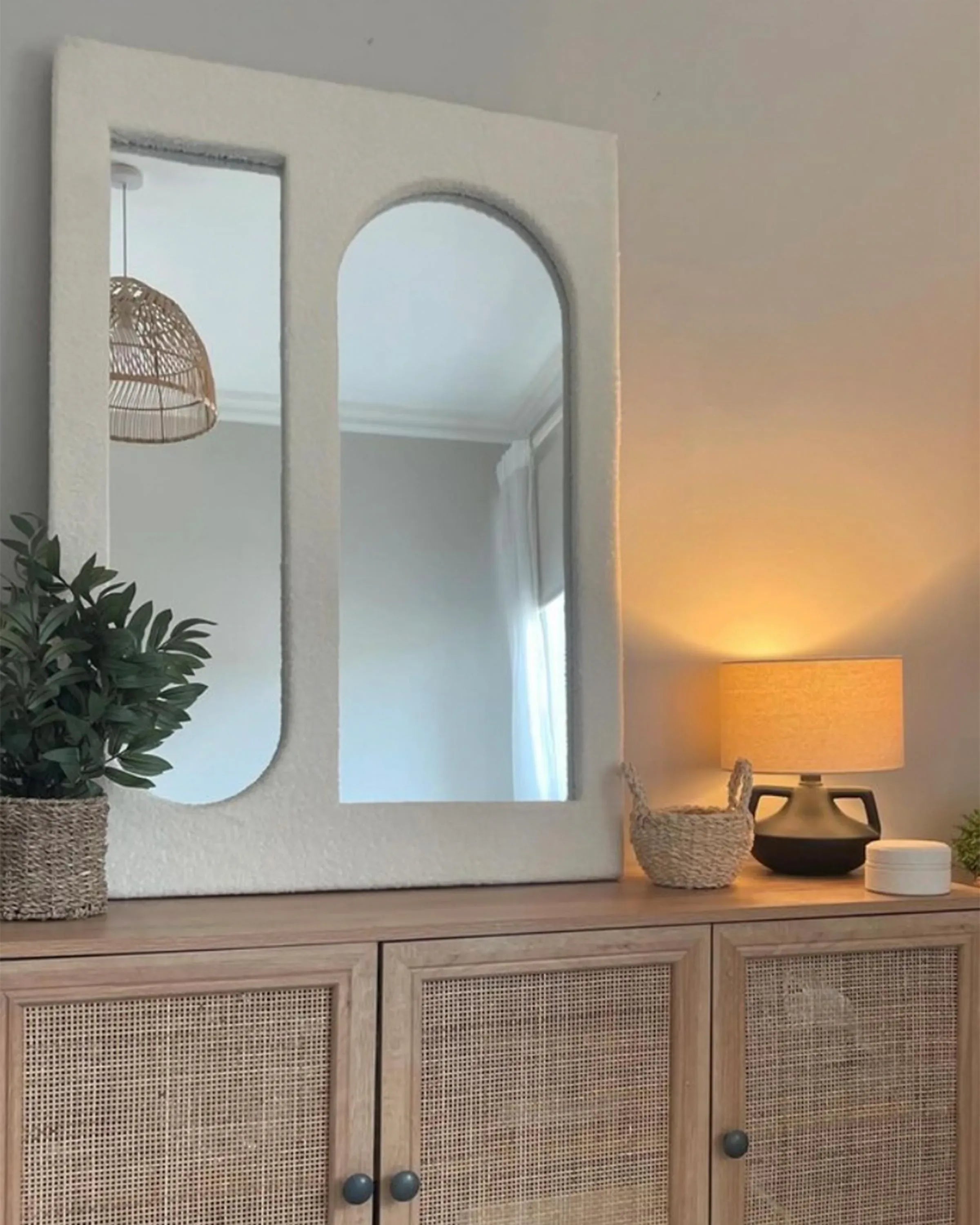 Miroir MARCIGNY 70 cm 100 cm Bouclé Blanc cassé
