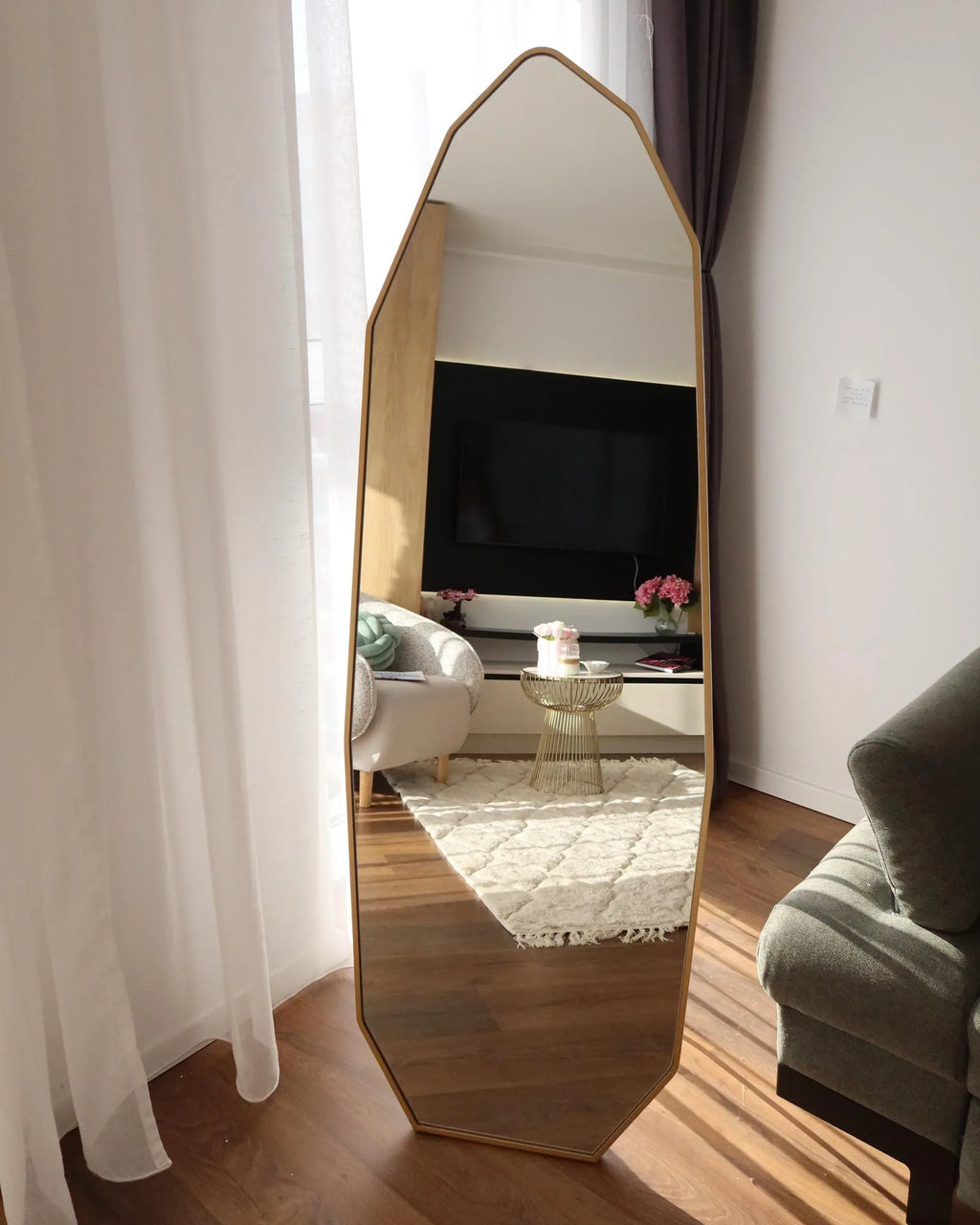 Miroir sur pied TARTAS 165 cm Métal Or