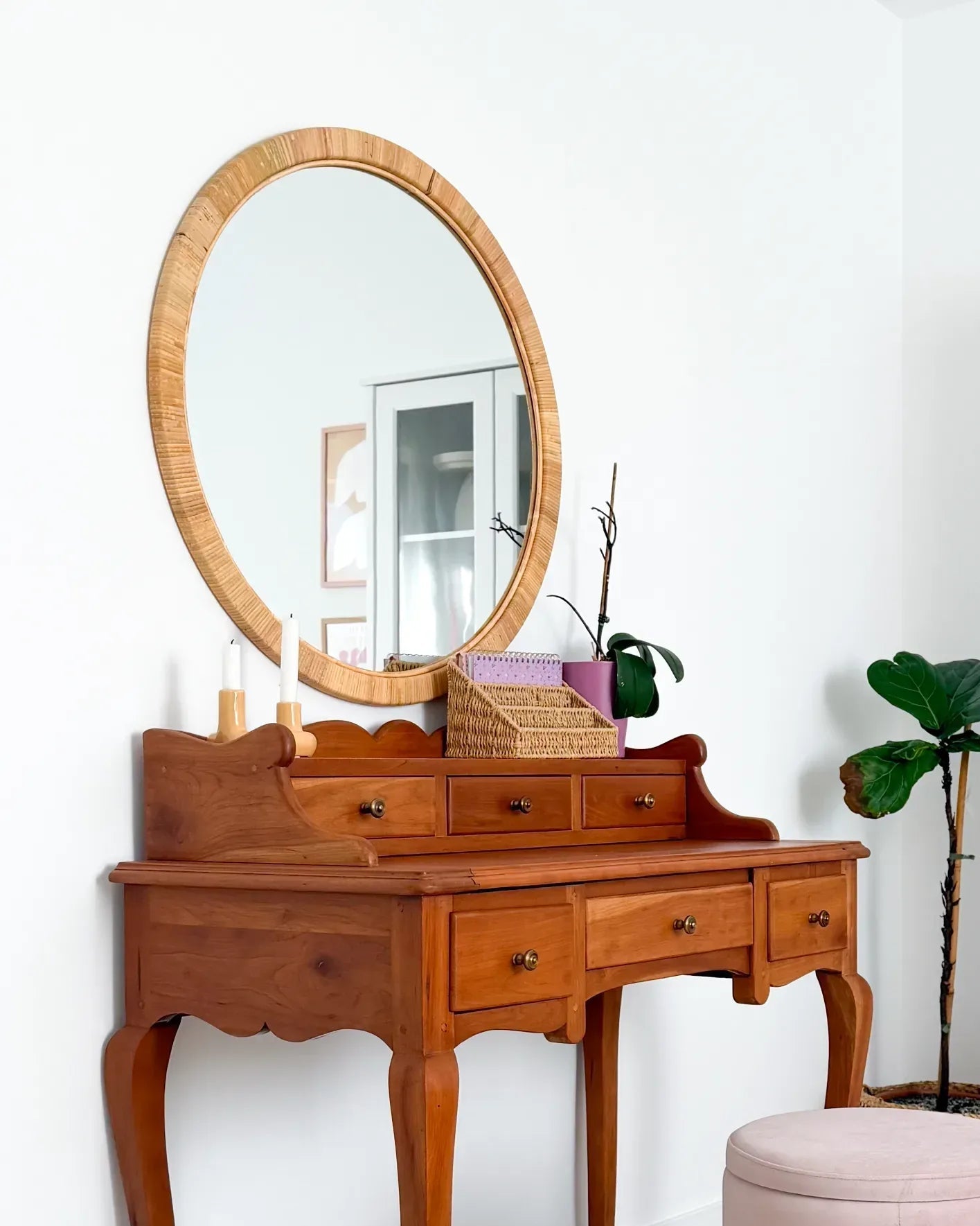 Miroir ANLEZY 80 cm 80 cm Rotin Naturel