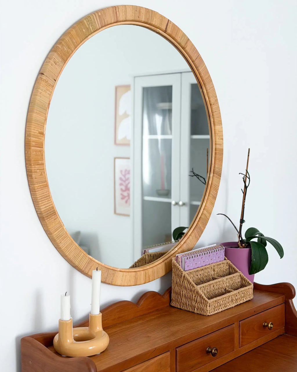 Miroir ANLEZY 80 cm 80 cm Rotin Naturel