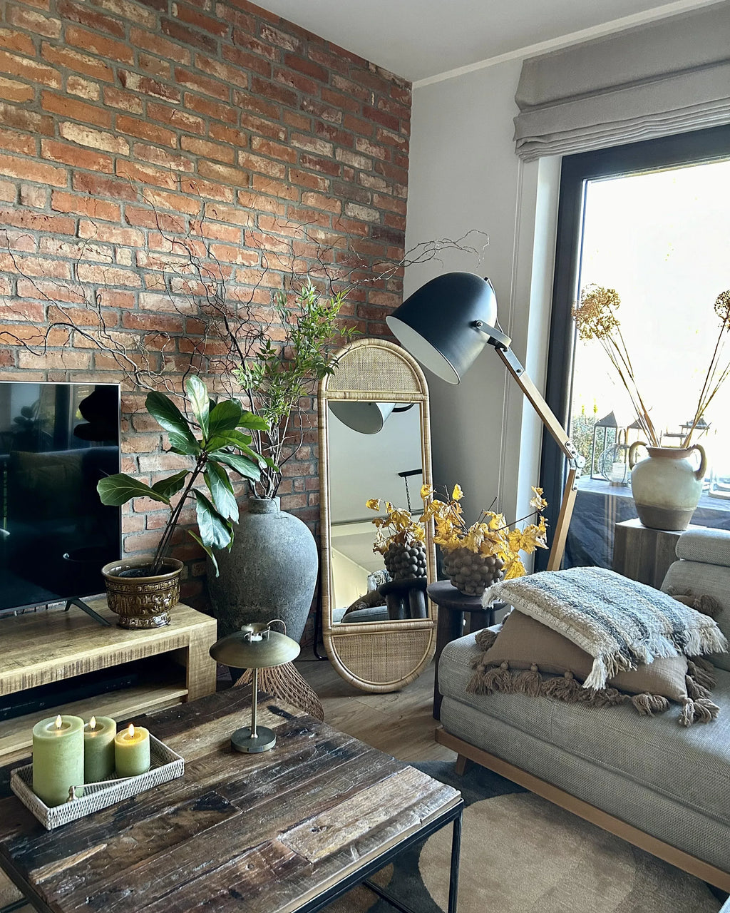 Miroir sur pied BARGES 150 cm Rotin Naturel
