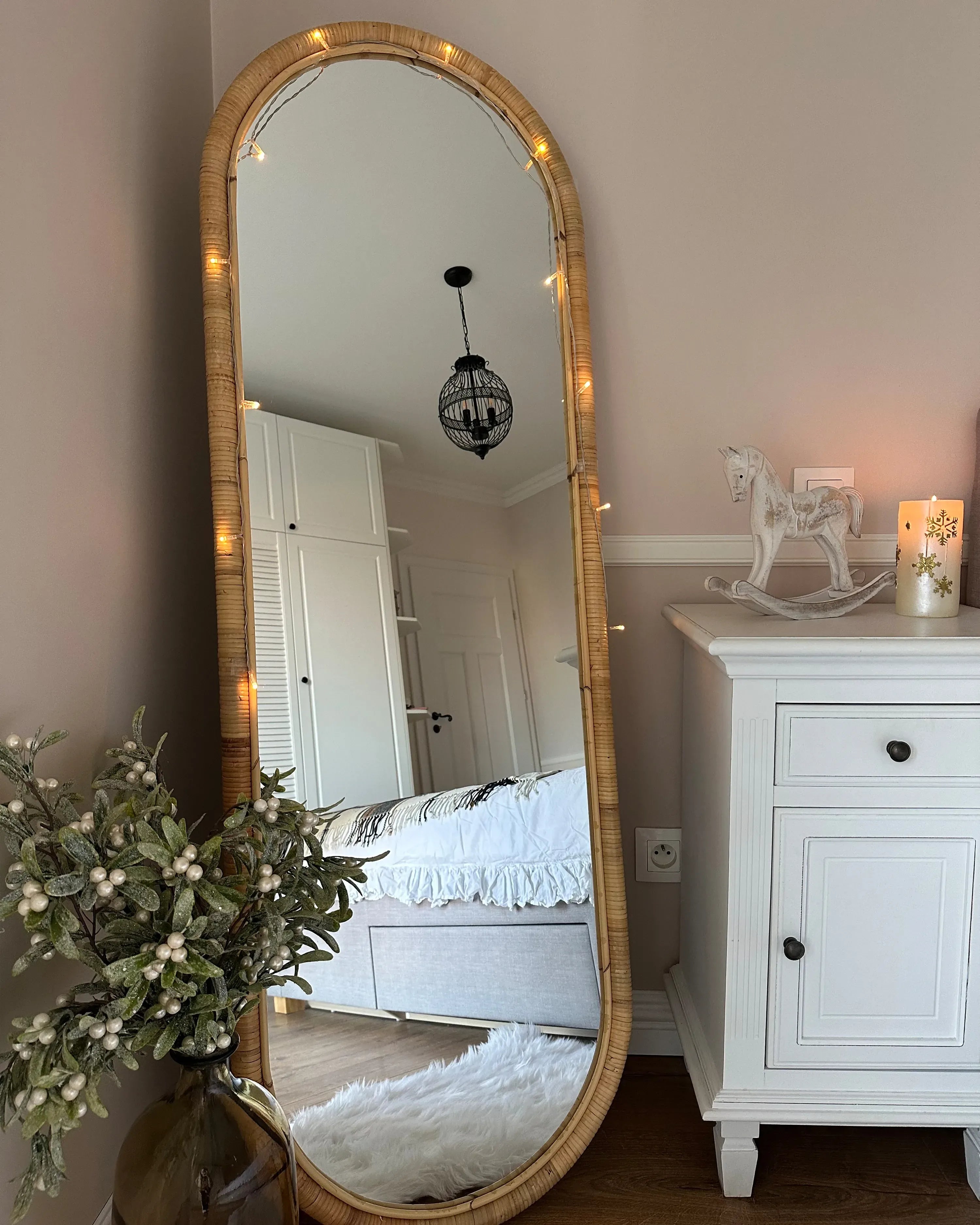 Miroir sur pied MONTOT 150 cm Rotin Naturel