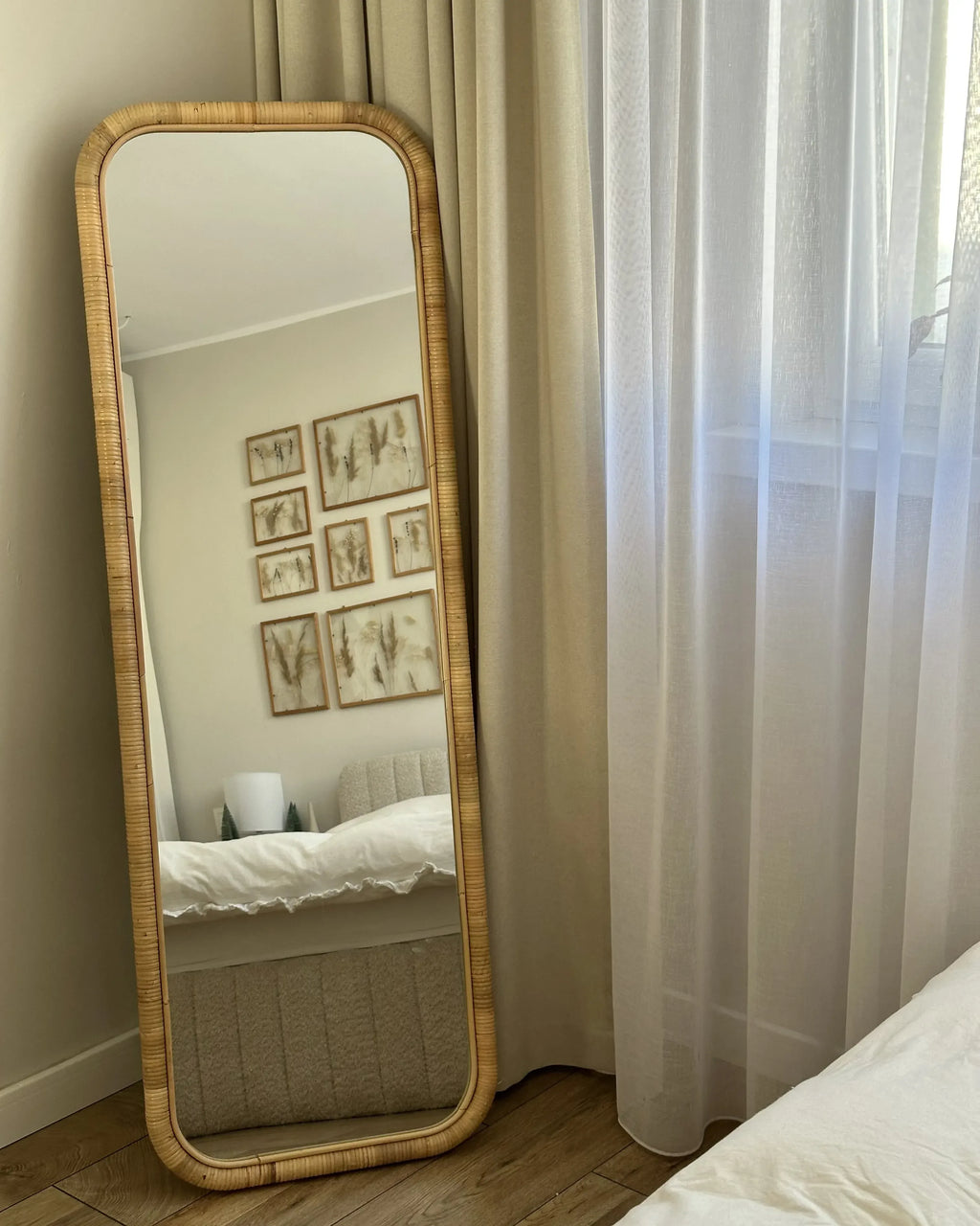 Miroir sur pied MALANGE 150 cm Rotin Naturel
