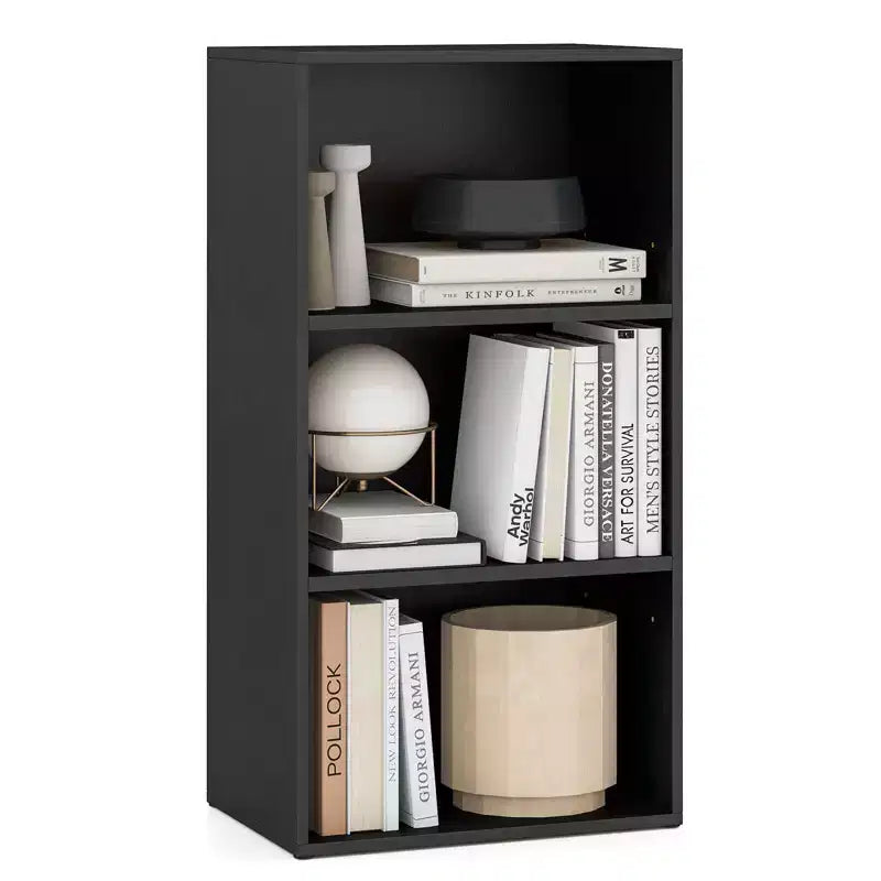 Étagère à 3 niveaux moderne multifonctionnelle, meuble de rangement/présentoir Noyer Noir