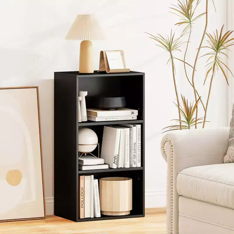 Étagère à 3 niveaux moderne multifonctionnelle, meuble de rangement/présentoir Noyer Noir