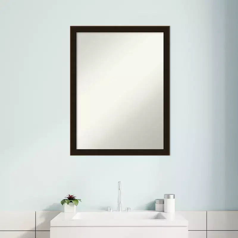 Miroir mural de salle de bain en bois brun expresso non biseauté