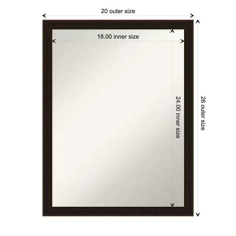Miroir mural de salle de bain en bois brun expresso non biseauté