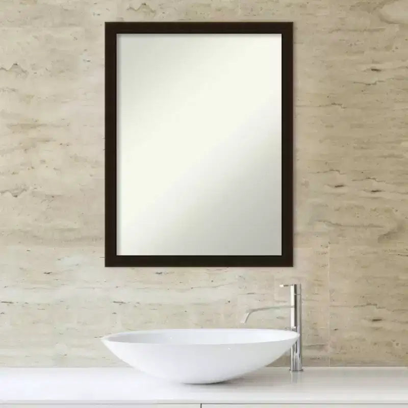 Miroir mural de salle de bain en bois brun expresso non biseauté