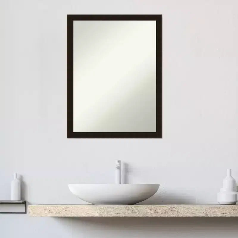 Miroir mural de salle de bain en bois brun expresso non biseauté