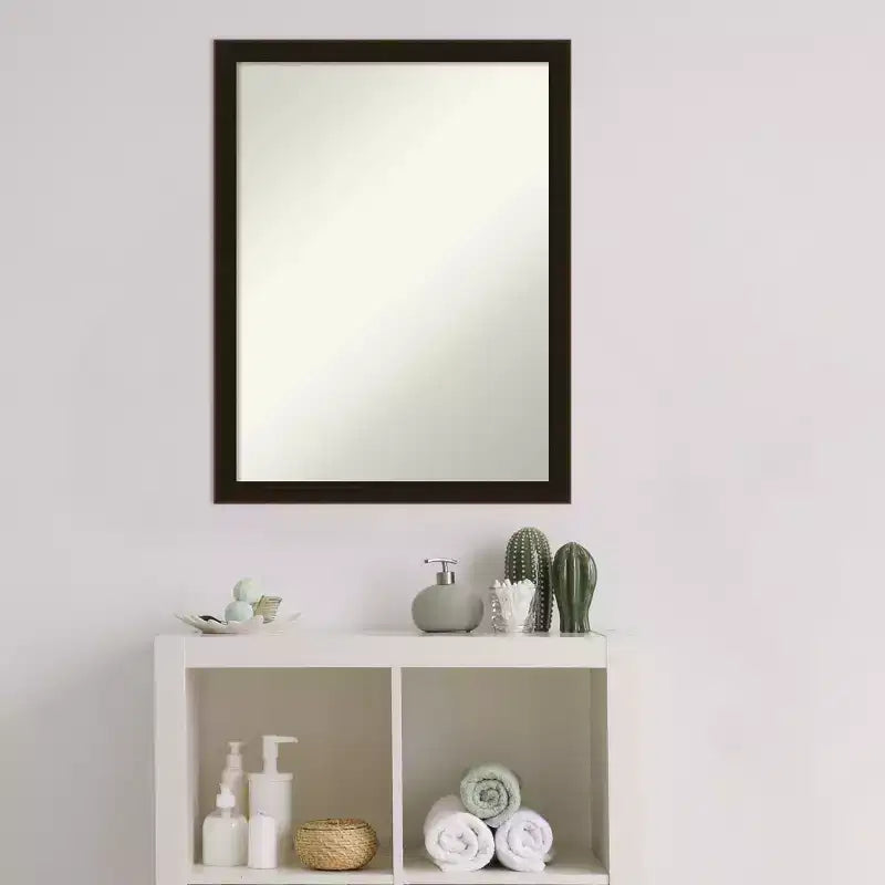 Miroir mural de salle de bain en bois brun expresso non biseauté