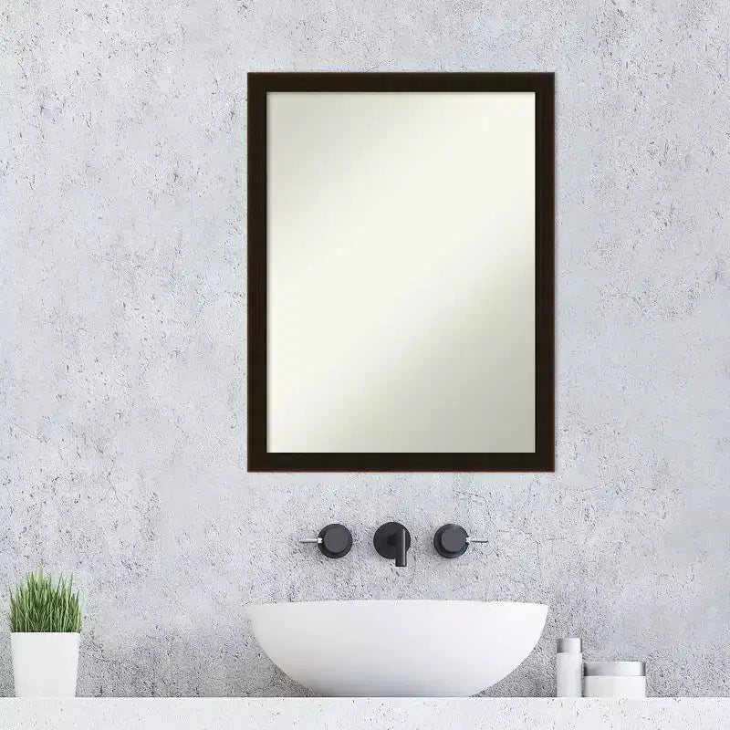 Miroir mural de salle de bain en bois brun expresso non biseauté