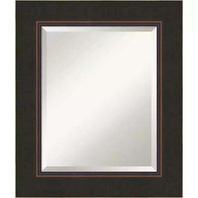 Amanti Art Milano Bronze Beveled Wood Bathroom Wall Mirror