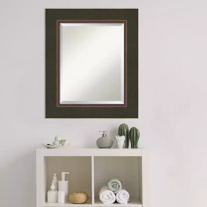 Miroir mural biseauté en bois bronze Milano pour salle de bain